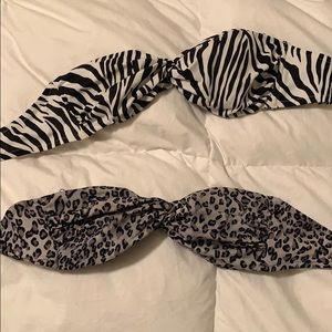 Strapless animal print bikini tops